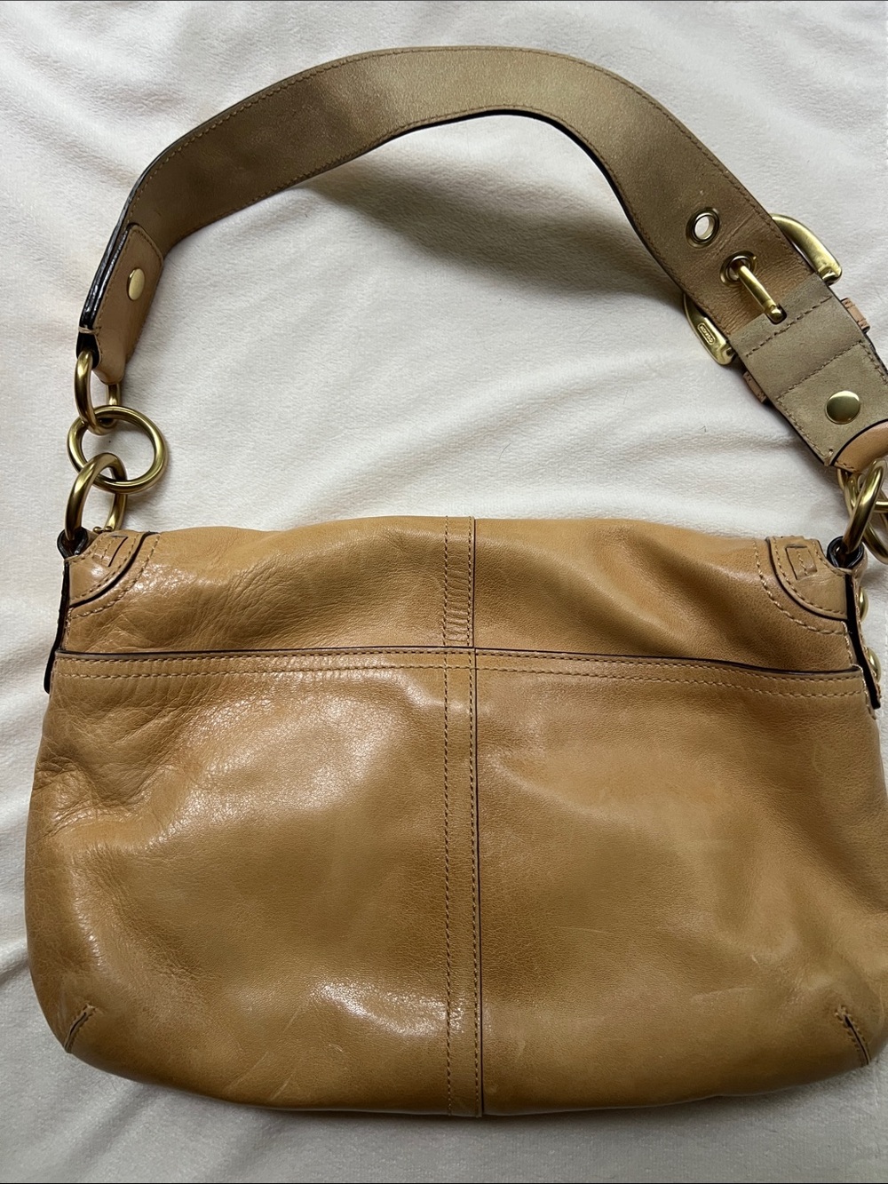 Coach Legacy Soho Buckle Flap Woven Leather Shoulder Bag in Burnished Leather - Picture 2 of 8